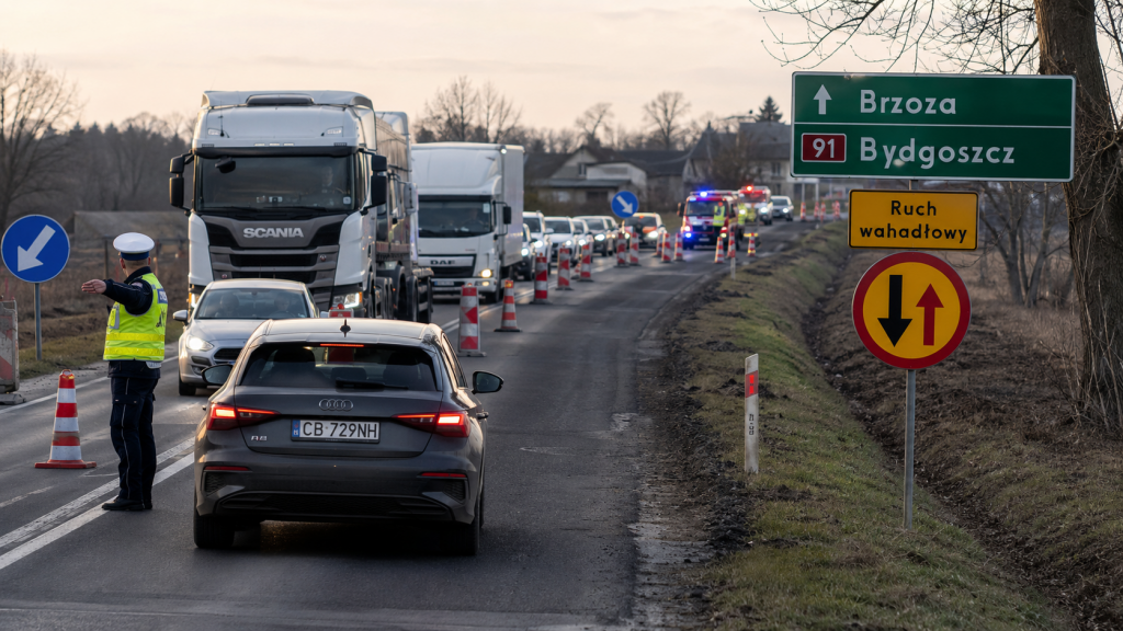 Śmiertelny wypadek na DK91 w Brzozie pod Toruniem. Jak ominąć korek i do kiedy potrwają utrudnienia?