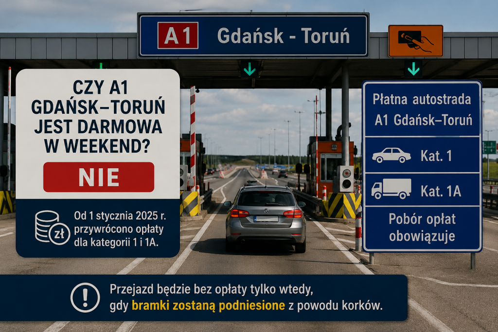 Autostrada A1 w długi weekend 2026: kiedy bramki mogą być otwarte bez opłat