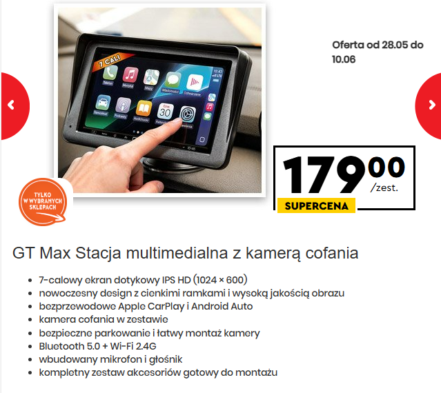 Biedronka dla kierowców tylko do 10 czerwca. CarPlay do starszego auta za 179 zł i tanie akcesoria