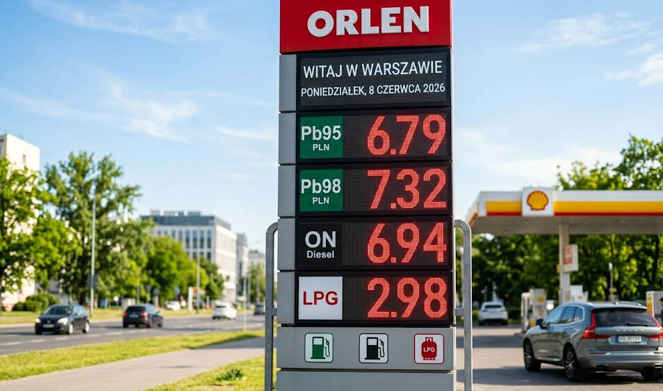 Ceny paliw od 8 czerwca 2026: benzyna, diesel i LPG po weekendzie