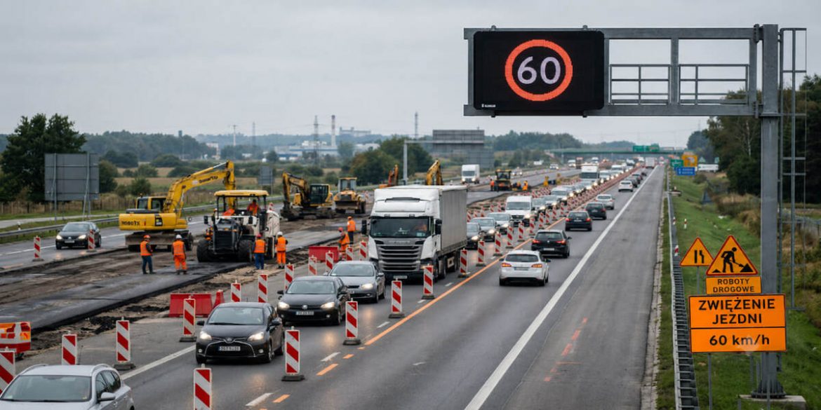Remont na A2 koło Poznania. Kierowcy muszą uważać na objazdy i ograniczenie 60 km/h