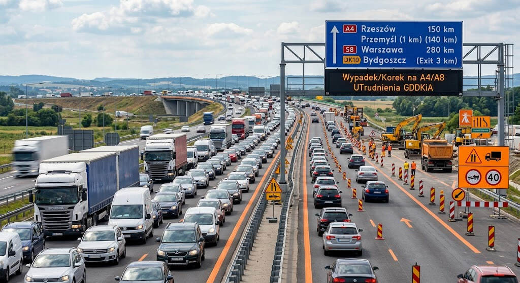 Utrudnienia drogowe 4 lipca 2026. A4, A8 i DK10 na liście GDDKiA