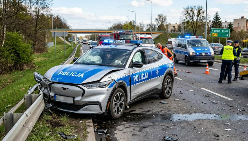 Policyjny Mustang rozbity. Co stało się z radiowozem z Radomia?