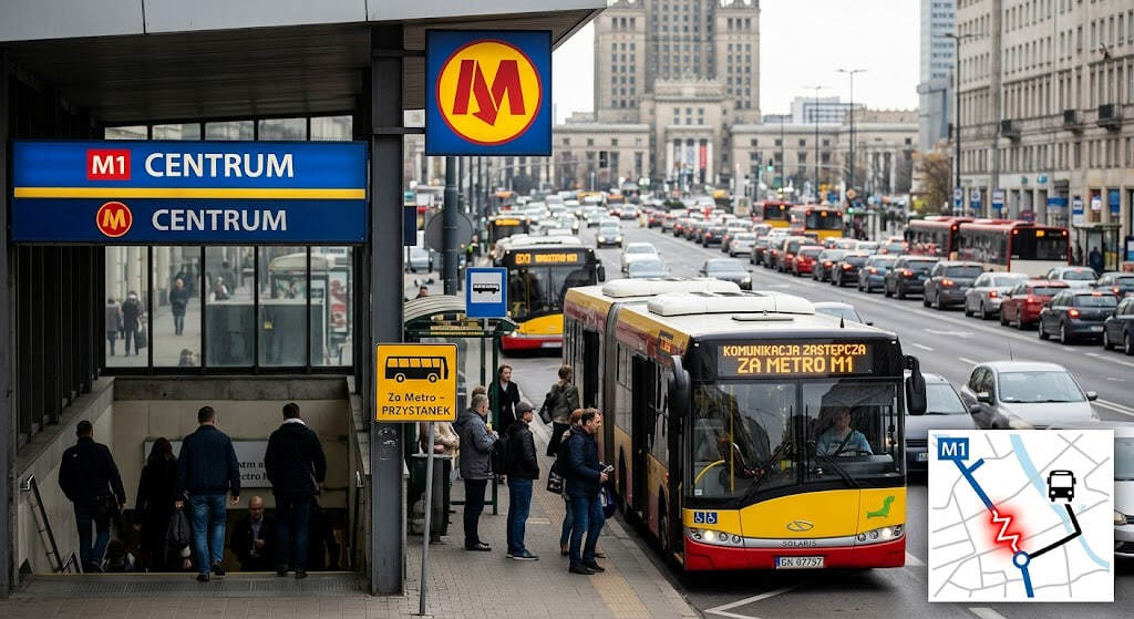 Metro Warszawa M1: utrudnienia i trasa Za Metro. Gdzie będą korki?