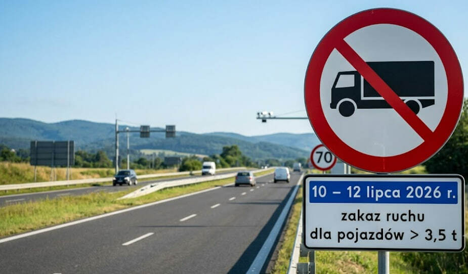 Zakaz ruchu ciężarówek 10–12 lipca 2026. Godziny, wyjątki i kary