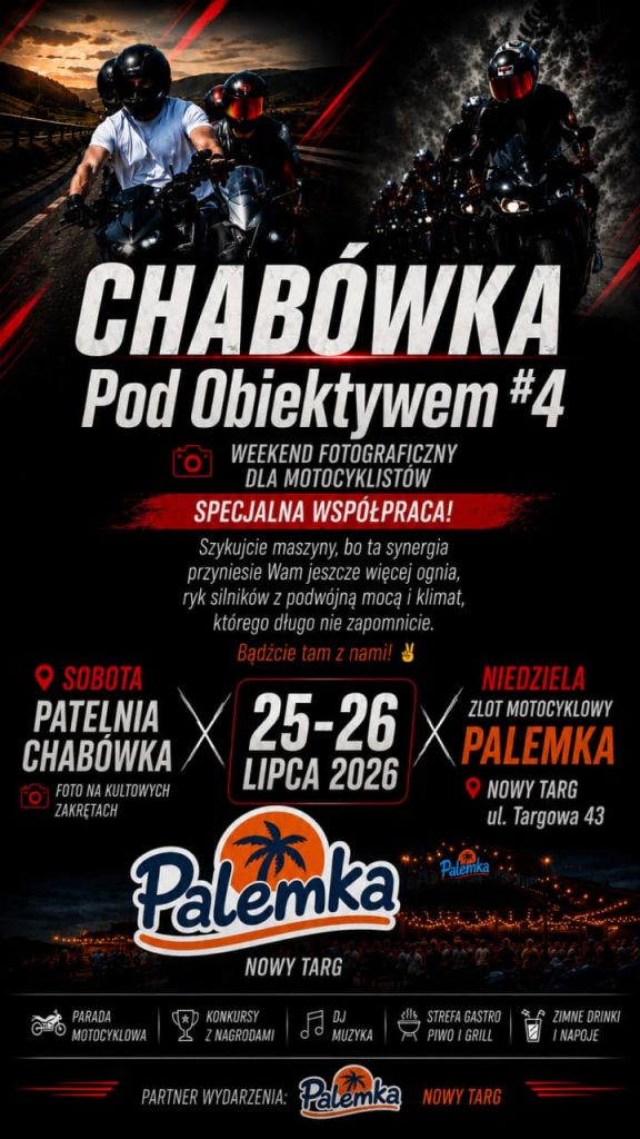 Zlot motocyklowy w Nowym Targu 2026. Program, godzina, parking i atrakcje na Palemce