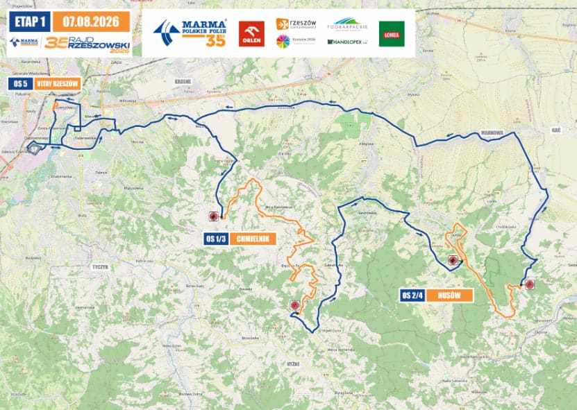 Rajd Rzeszowski 2026: mapa trasy, odcinki specjalne i harmonogram