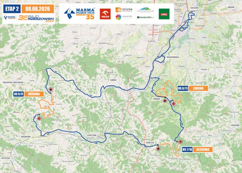 Rajd Rzeszowski 2026: mapa trasy, odcinki specjalne i harmonogram