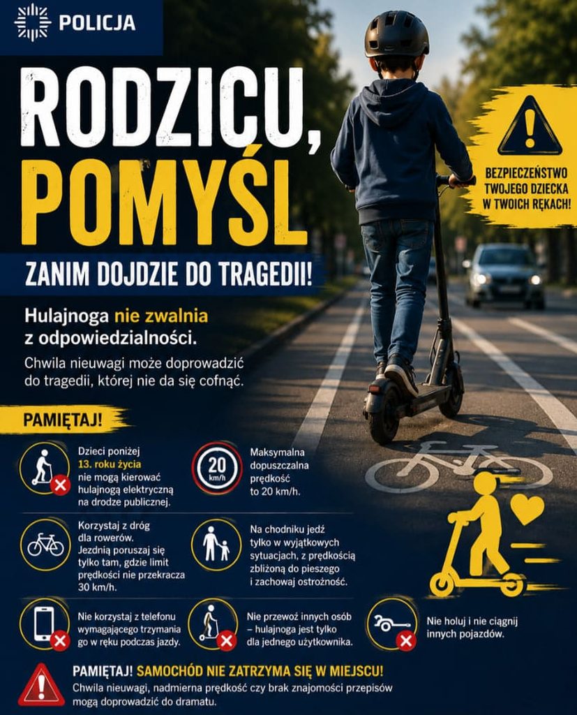 14-latek na hulajnodze bez karty rowerowej. Kiedy rodzic może dostać mandat?
